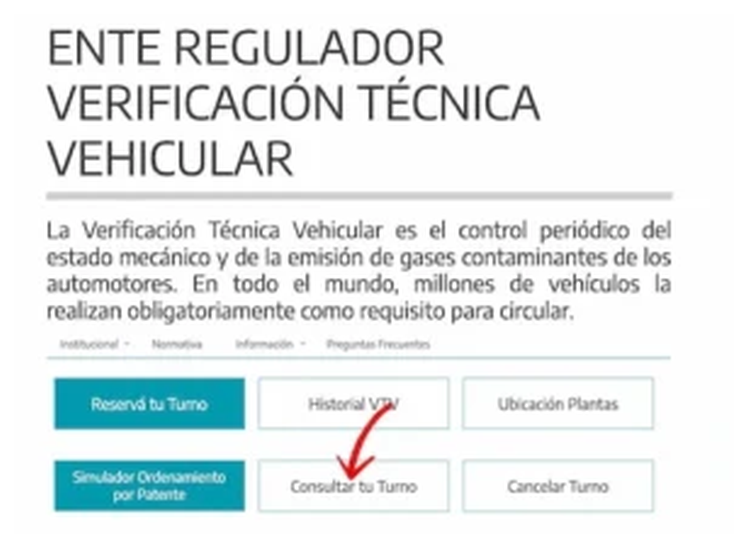 Paso 1 para consultar o cambiar el turno de la VTV en Tigre