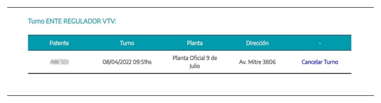 Paso 3 para consultar o cambiar el turno de la VTV en Tigre